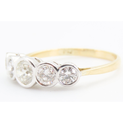 167 - Five Stone Bezel Set Diamond Ring Set in 18 Carat White Gold Mounted on 18 Carat Yellow Gold Band To... 