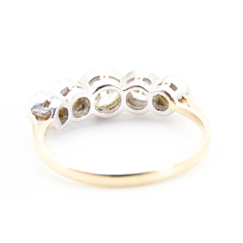 167 - Five Stone Bezel Set Diamond Ring Set in 18 Carat White Gold Mounted on 18 Carat Yellow Gold Band To... 