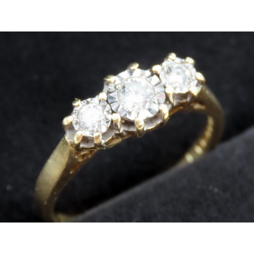 169 - Three Stone Diamond Ring Set in 18 Carat Yellow Gold Band Size N