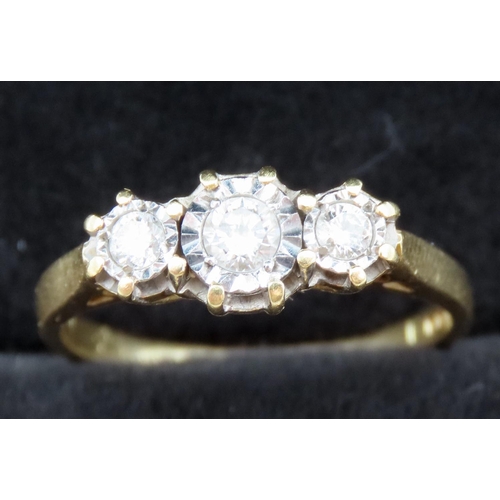 169 - Three Stone Diamond Ring Set in 18 Carat Yellow Gold Band Size N