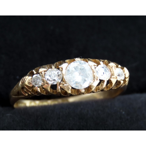 170 - Five Stone Diamond Set Ring Mounted in 18 Carat Yellow Gold Total Diamond Carat Weight Approximately... 