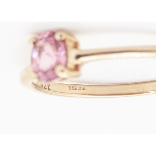 173 - Four Claw Set Pink Sapphire Solitaire Mounted in 9 Carat Yellow Gold Ring Size L and a Half