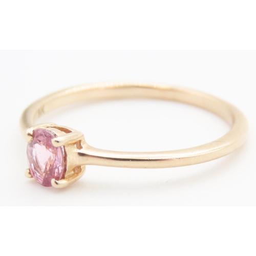 173 - Four Claw Set Pink Sapphire Solitaire Mounted in 9 Carat Yellow Gold Ring Size L and a Half