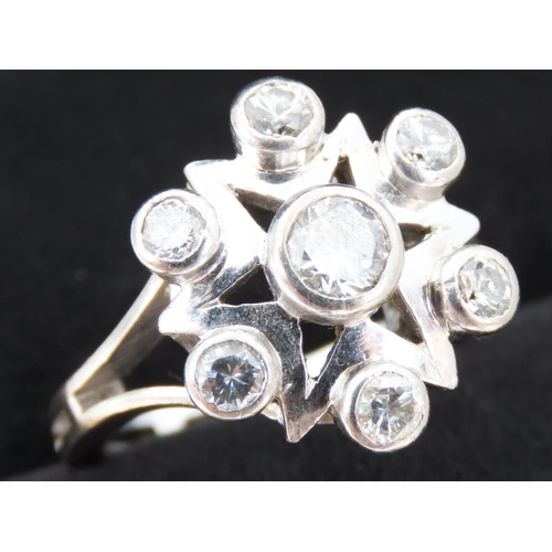 198 - Five Stone Diamond Set Cluster Ring Mounted on 18 Carat White Gold Size M Total Diamond Carat Weight... 