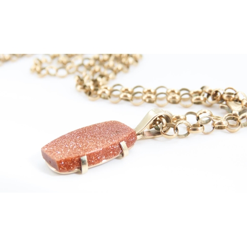 201 - Goldstone Pendant Set in 9 Carat Yellow Gold 2.5cm High Further Set on 9 Carat Yellow Chain 60cm Lon... 