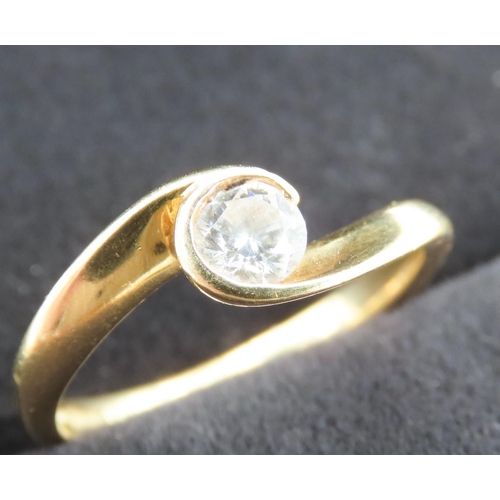 205 - Half Bezel Set Round Brilliant Cut Diamond Solitaire Ring Mounted on 18 Carat Yellow Gold Total Diam... 