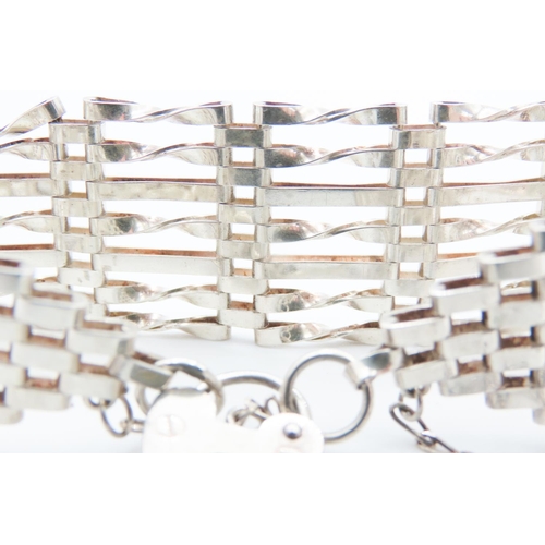 207 - Seven Bar Gate Link Silver Bracelet of Well Detailed Articulated Form with Love Motif Padlock and Sa... 