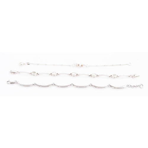 215 - Three Ladies Silver Bracelets 16.5 cm and 18.5cm Long