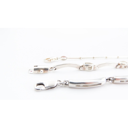 215 - Three Ladies Silver Bracelets 16.5 cm and 18.5cm Long