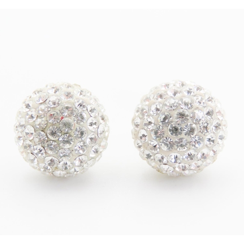 Pair of Gem set Cluster Bead Earrings 1cm Diameter