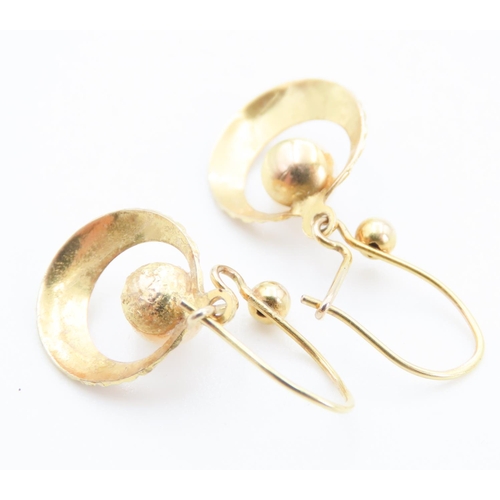 230 - Pair of 9 Carat Yellow Gold Pearl Set Earrings 2cm Drop