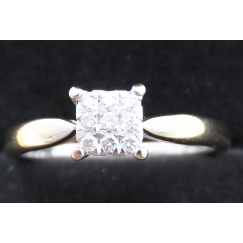 237 - Nine Stone Diamond Ring Set in 18 Carat White Gold Ring Size M