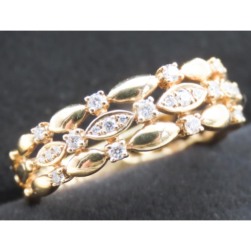 238 - Diamond Set Ring Attractively Detailed Mounted in 18 Carat Yellow Gold Band Size K