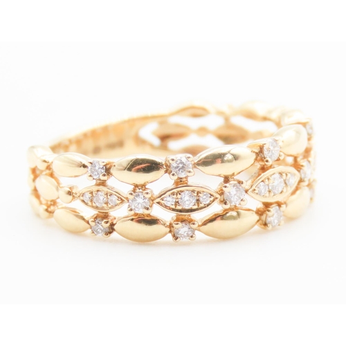 238 - Diamond Set Ring Attractively Detailed Mounted in 18 Carat Yellow Gold Band Size K