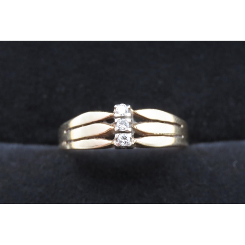 239 - Unusual Design Three Row Diamond Set Ring Mounted in 18 Carat Yellow Gold Ring Size M and a Half