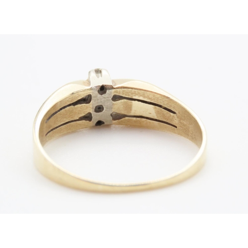 239 - Unusual Design Three Row Diamond Set Ring Mounted in 18 Carat Yellow Gold Ring Size M and a Half