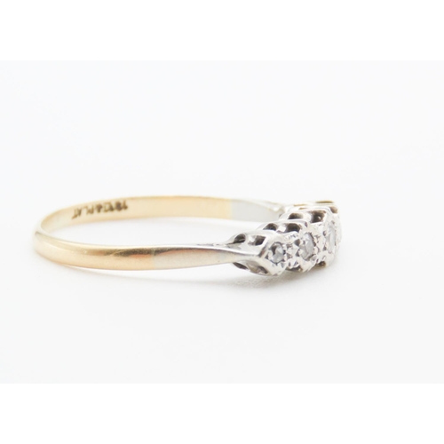 243 - Five Stone Gradual Diamond Ring Set in Platinum Mounted on 18 Carat Yellow Gold Ring Size O