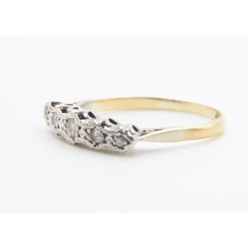 243 - Five Stone Gradual Diamond Ring Set in Platinum Mounted on 18 Carat Yellow Gold Ring Size O