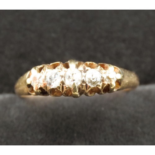 245 - Five Stone Ladies Diamond Ring in Bezel Setting Mounted in 18 Carat Yellow Gold Ring Size K