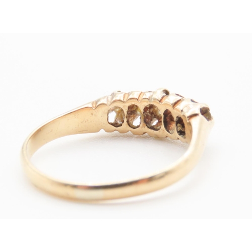 245 - Five Stone Ladies Diamond Ring in Bezel Setting Mounted in 18 Carat Yellow Gold Ring Size K