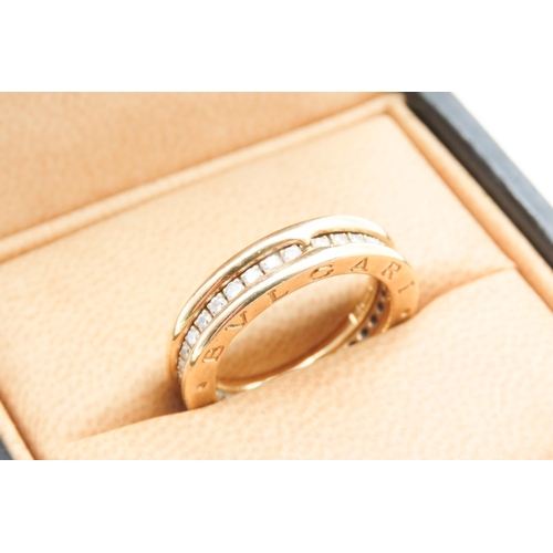 253 - BVLGARI Diamond Set Eternity Ring Mounted in 18 Carat Yellow Gold Band Ring Size M Original Box Pres... 