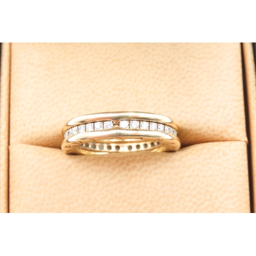 253 - BVLGARI Diamond Set Eternity Ring Mounted in 18 Carat Yellow Gold Band Ring Size M Original Box Pres... 