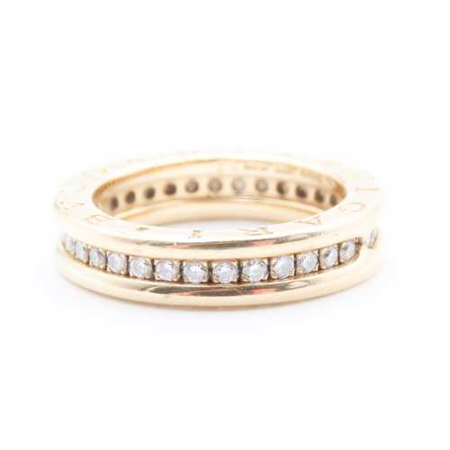 253 - BVLGARI Diamond Set Eternity Ring Mounted in 18 Carat Yellow Gold Band Ring Size M Original Box Pres... 