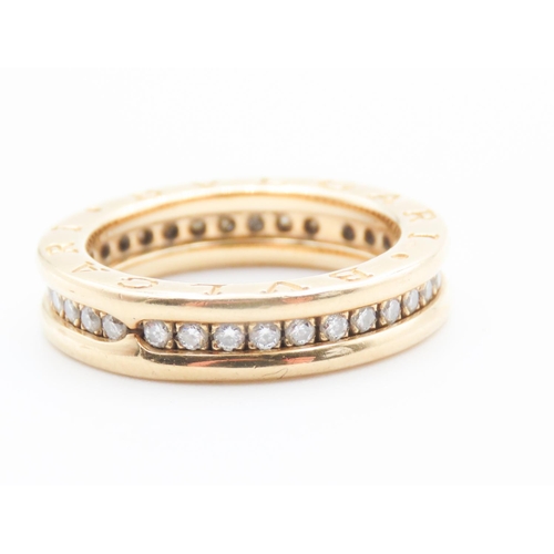 253 - BVLGARI Diamond Set Eternity Ring Mounted in 18 Carat Yellow Gold Band Ring Size M Original Box Pres... 