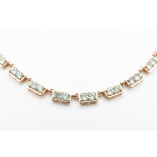 260 - Eighteen Stone Aquamarine Set Ladies Fancy Link Chain Necklace Mounted in 9 Carat Yellow Gold 46cm L... 