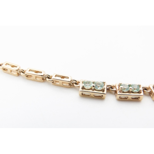 260 - Eighteen Stone Aquamarine Set Ladies Fancy Link Chain Necklace Mounted in 9 Carat Yellow Gold 46cm L... 