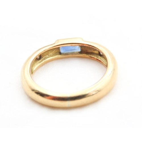 27 - Baguette Cut Sapphire Bezel Set Mounted in 18 Carat Yellow Gold with Further Diamond Insets Ring Siz... 