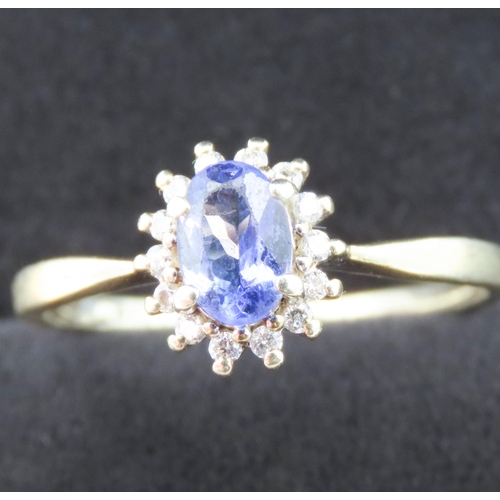 273 - Tanzanite and Diamond Set Cluster Ring Mounted in 14 Carat Yellow Gold Total Tanzanite Carat Weight ... 