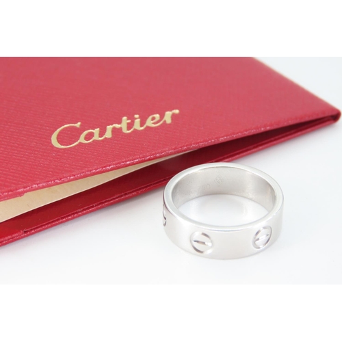 275 - 18 Carat White Gold CARTIER Love Ring Cartier Certificate Present Ring Size J