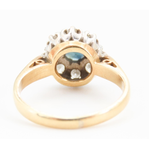 281 - Sapphire and Diamond Set Ladies Cluster Ring Mounted in 18 Carat Yellow Gold Attractively Detailed R... 