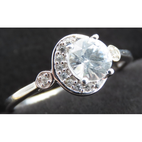 284 - Glacier Topaz and Diamond Set Ladies Ring Mounted in 10 Carat White Gold Ring Size N and a Half