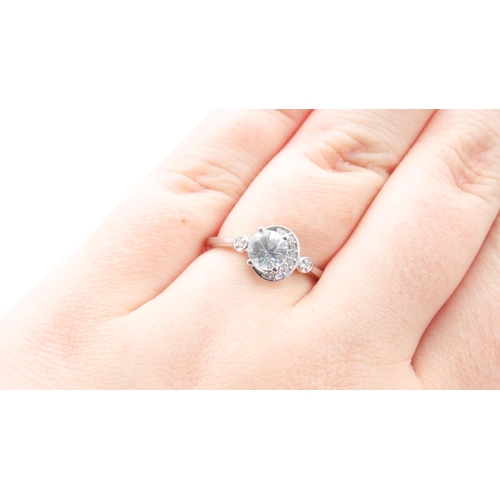 284 - Glacier Topaz and Diamond Set Ladies Ring Mounted in 10 Carat White Gold Ring Size N and a Half