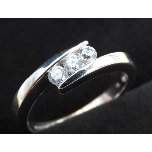 298 - Three Stone Gemset Ring Mounted in 9 Carat White Gold Ring Size Q