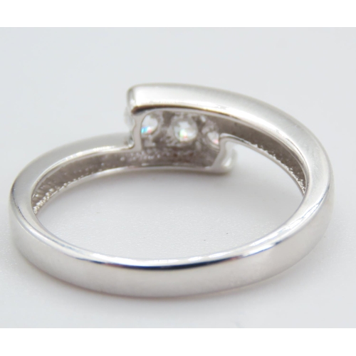 298 - Three Stone Gemset Ring Mounted in 9 Carat White Gold Ring Size Q