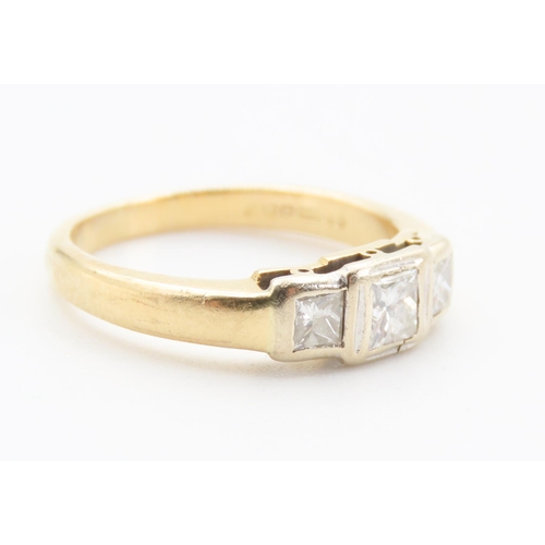 302 - Three Stone Bezel Set Square Cut Diamond Ring Set in 18 Carat White and Yellow Gold Total Diamond Ca... 