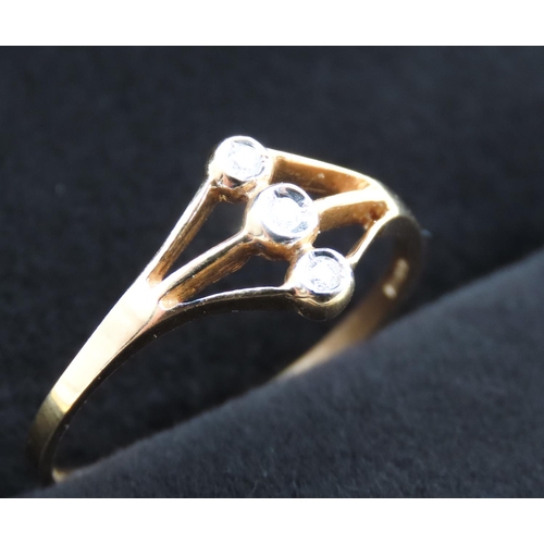 Three Stone Diamond Set Ring Mounted in 18 Carat Yellow gold Ring Size Q