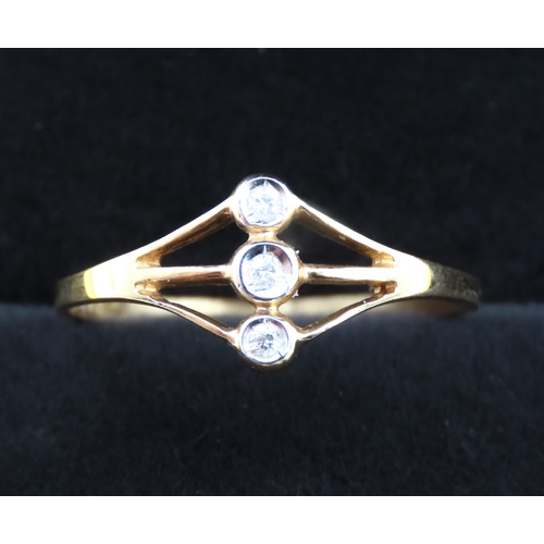 303 - Three Stone Diamond Set Ring Mounted in 18 Carat Yellow gold Ring Size Q