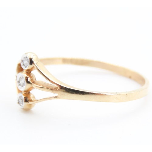 303 - Three Stone Diamond Set Ring Mounted in 18 Carat Yellow gold Ring Size Q