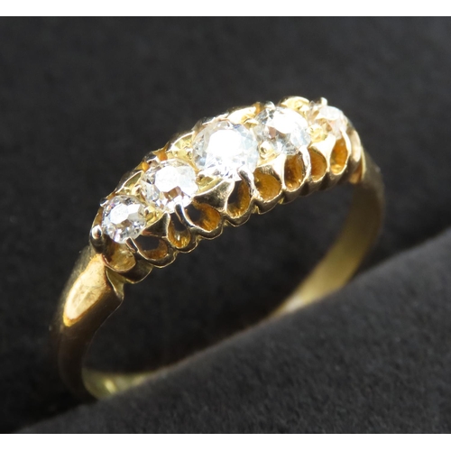 308 - 18 Carat  Yellow Gold Five Stone Gradual Diamond Ring Size O