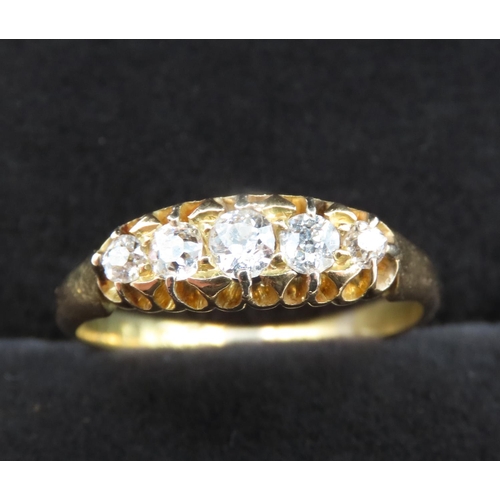 308 - 18 Carat  Yellow Gold Five Stone Gradual Diamond Ring Size O