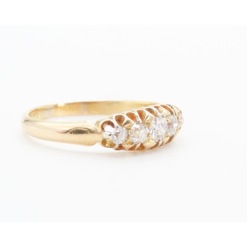 308 - 18 Carat  Yellow Gold Five Stone Gradual Diamond Ring Size O