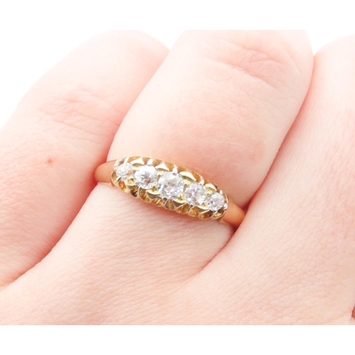 308 - 18 Carat  Yellow Gold Five Stone Gradual Diamond Ring Size O