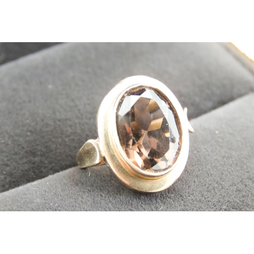 309 - Single Stone Smoky Quartz Set Ladies Ring Mounted in 9 Carat Yellow Gold Ring Size J