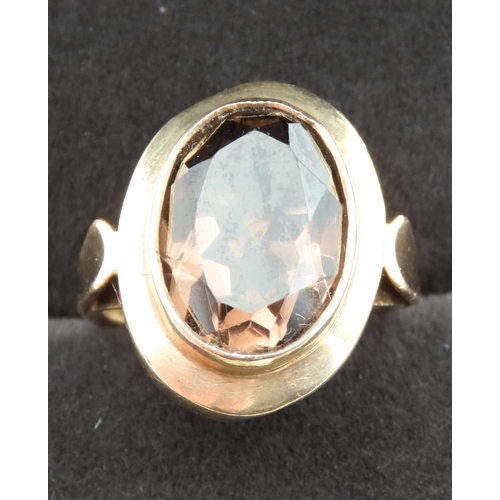 309 - Single Stone Smoky Quartz Set Ladies Ring Mounted in 9 Carat Yellow Gold Ring Size J