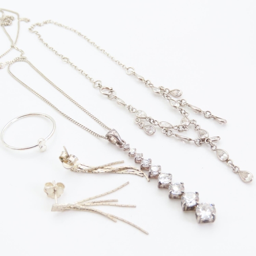 317 - Various Silver Jewellery Items as Photographed including Gemset Necklace