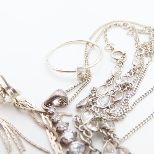 317 - Various Silver Jewellery Items as Photographed including Gemset Necklace